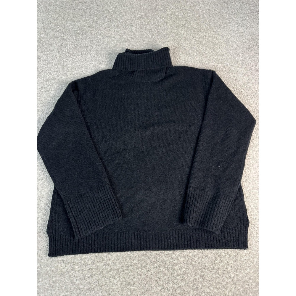 J Crew Turtleneck Sweater Womens Large Black Wool Alpaca Blend Knit‎ Pullover